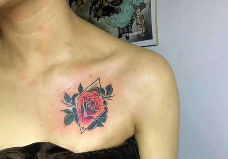 欧美玫瑰纹身图片