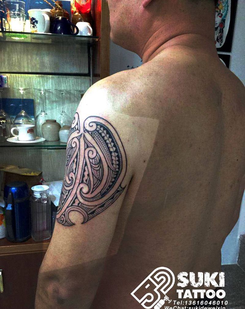 铠甲图腾纹身图片_成品手臂欧美图腾纹身图案
