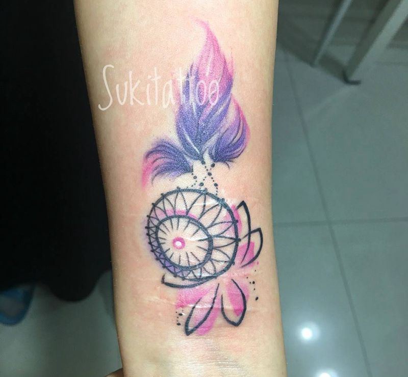 疤痕遮盖捕梦网纹身图片