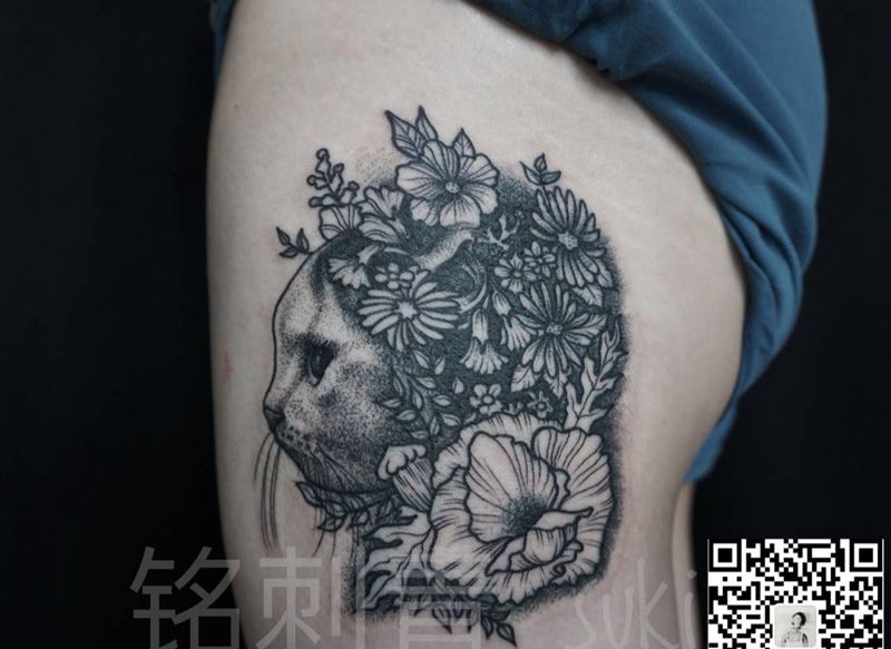 客人家的丁丁猫纹身图片