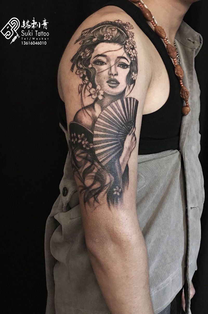 艺伎纹身图片
