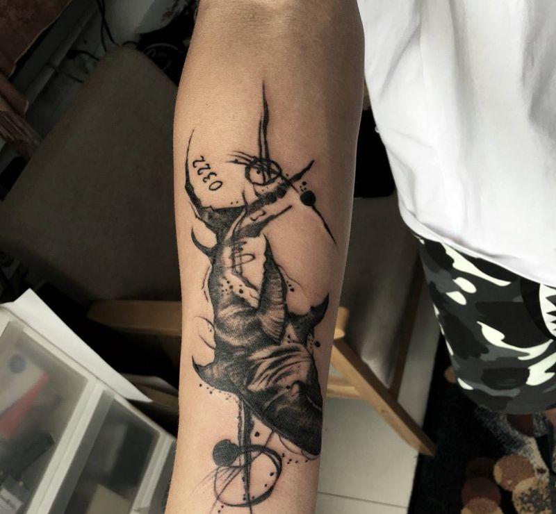 客人带图做速写风格纹身图片