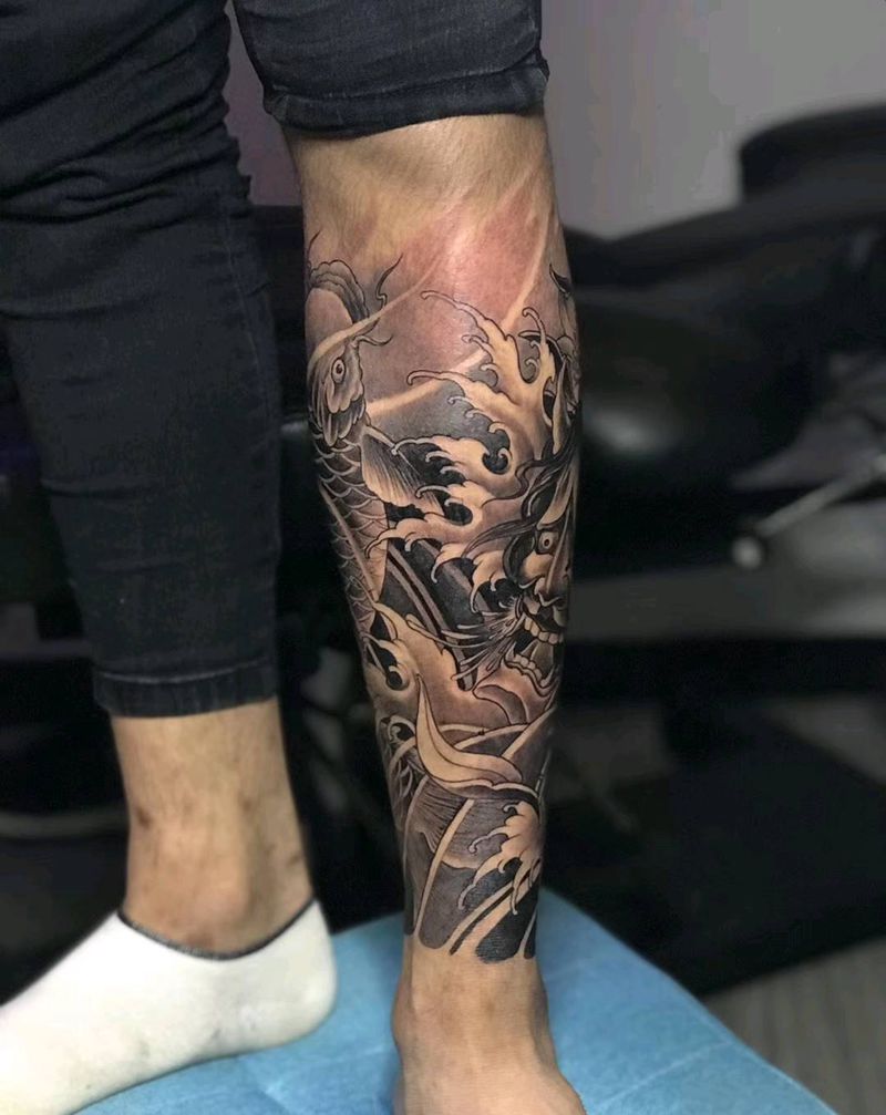 锦鲤纹身图片_老传统纹身图案