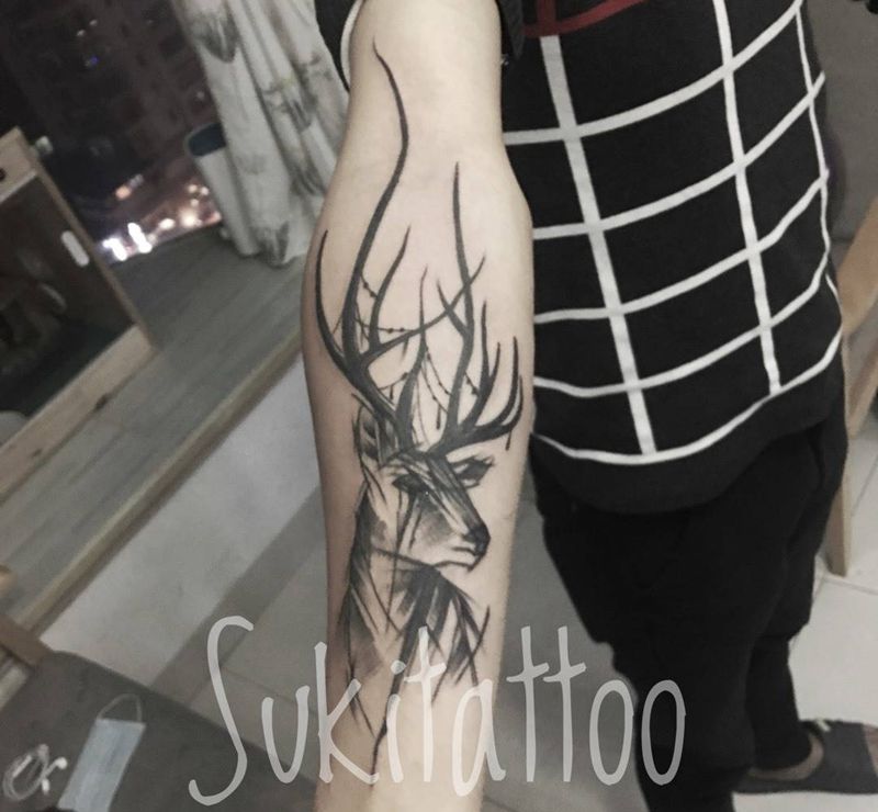 速写纹身图片_成品手臂欧美纹身图案