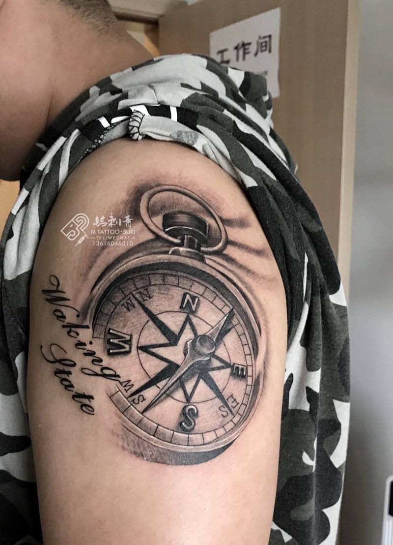 定做设计指南针纹身图片