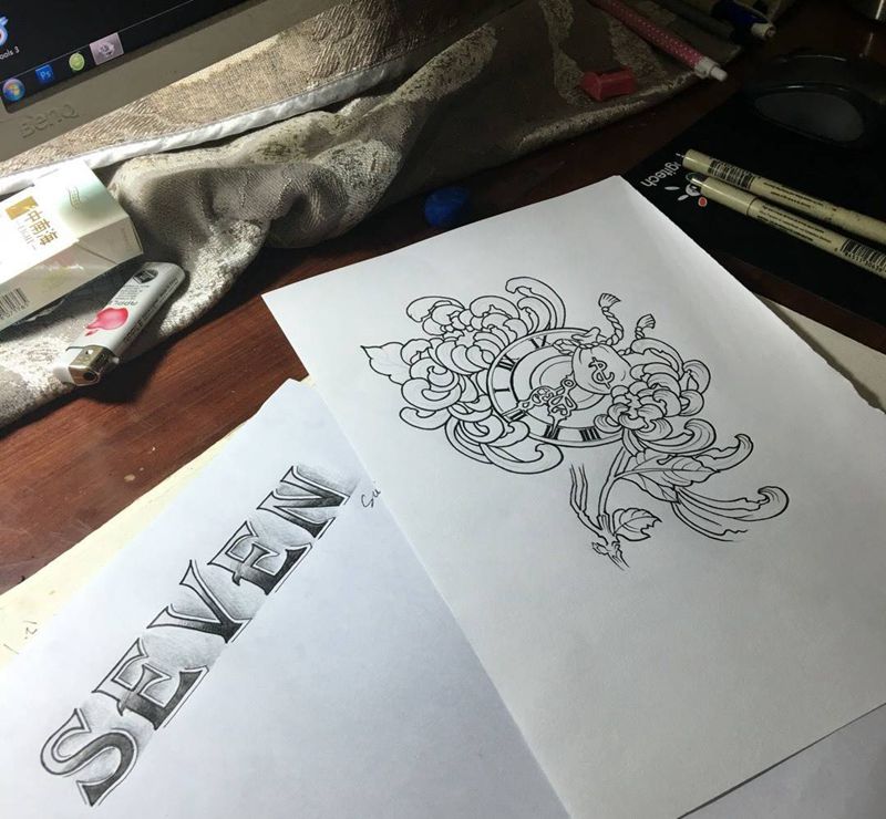 定做手稿纹身图片