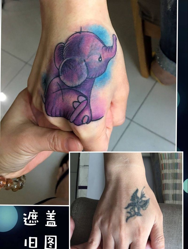 遮盖纹身图片_成品手部欧美动物纹身图案