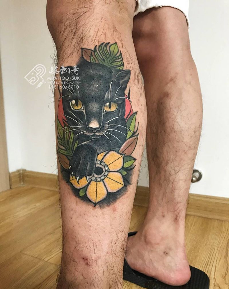 欧美豹猫纹身图片