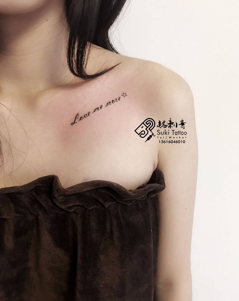 精细三针小英文纹身图片