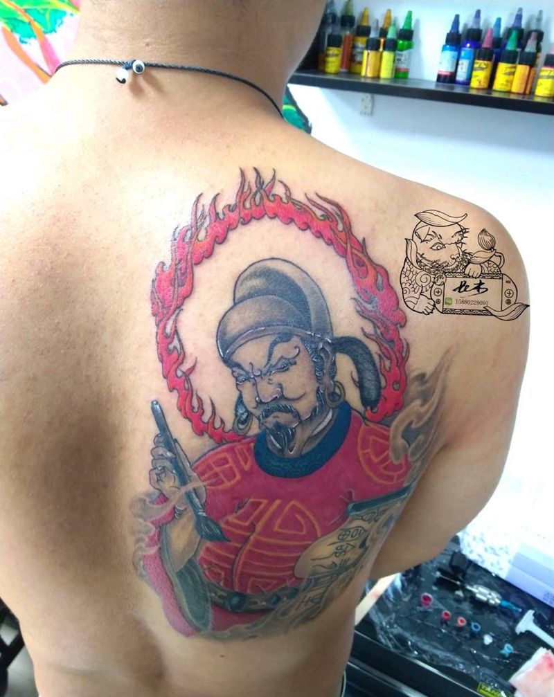 自画手稿崔判官完成纹身图片_背部新传统老传统纹身图案