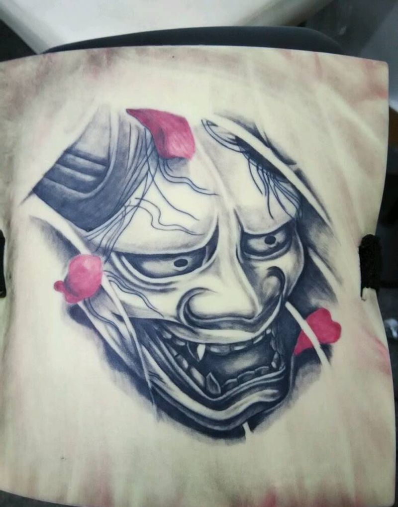 般若练习皮纹身图片_胸部腰部背部手臂腿部手部传统鬼神成品手稿纹身图案