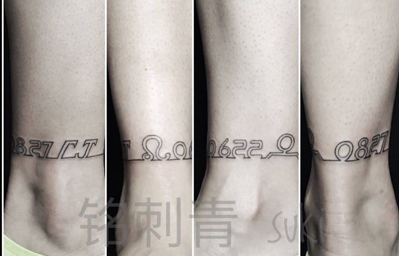 即兴手绘星座➕生日脚环纹身图片