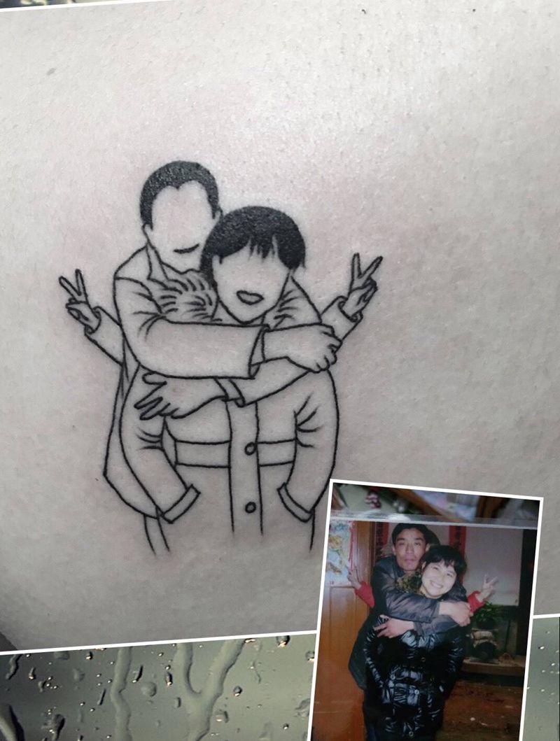 简笔画一家人纹身图片