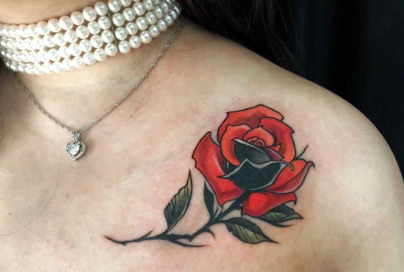 欧美玫瑰纹身图片