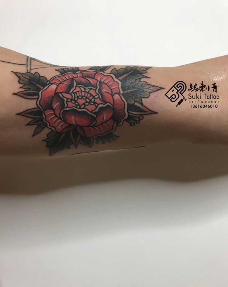 oldschool 牡丹纹身图片