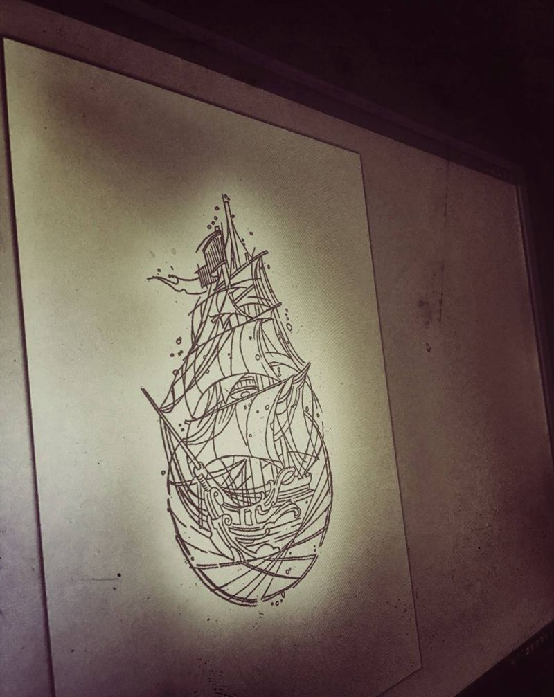 客定欧美黑灰线稿纹身图片_手稿手臂欧美纹身图案