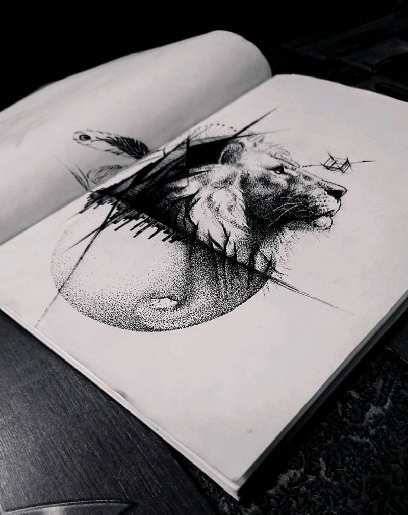 追魇纹身图片_清新写实几何动物人物静物原创手稿纹身图案