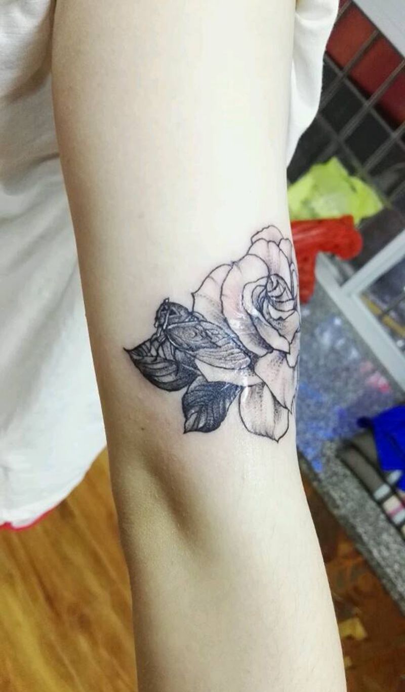 盖疤纹身图片_手臂欧美植物成品纹身图案