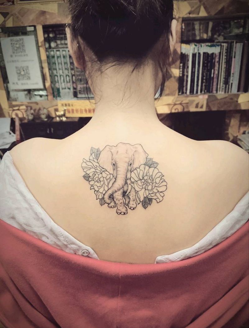 简单而直接纹身图片_背部清新动物成品纹身图案