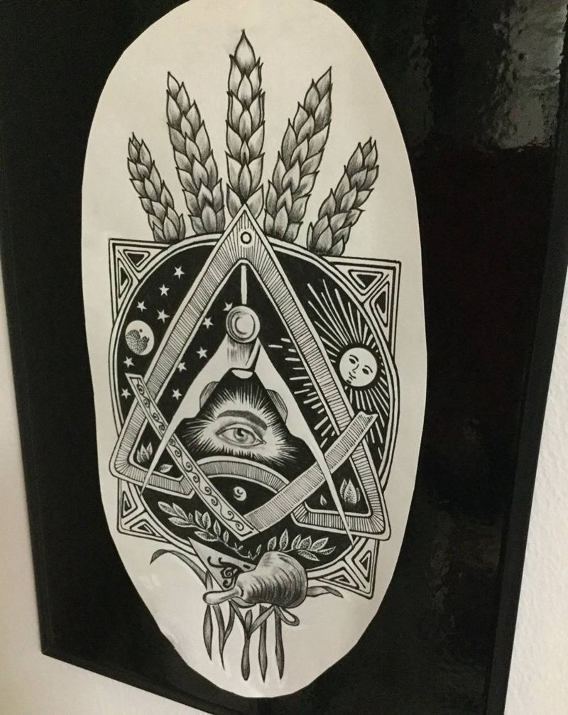 上帝之眼纹身图片_手稿纹身图案
