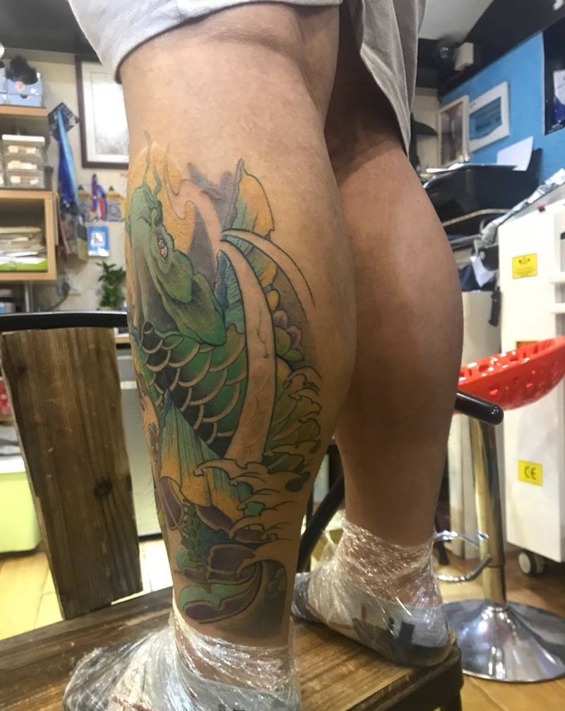 鱼 小腿纹身图片