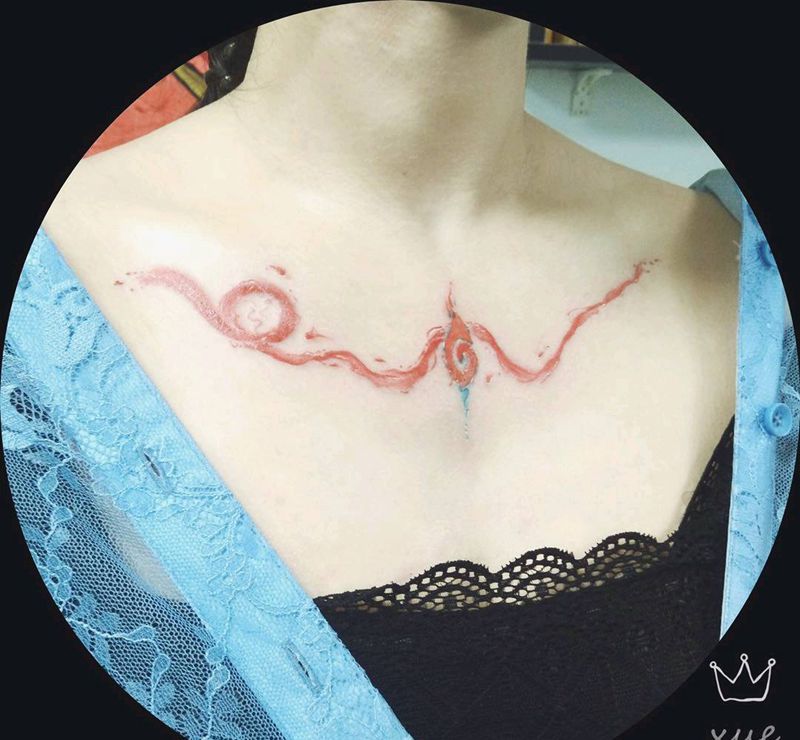 猜猜看是啥纹身图片_胸部水彩水墨纹身图案