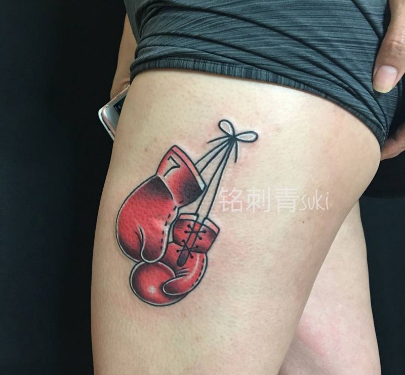 客定原创oldschool 拳击手套纹身图片