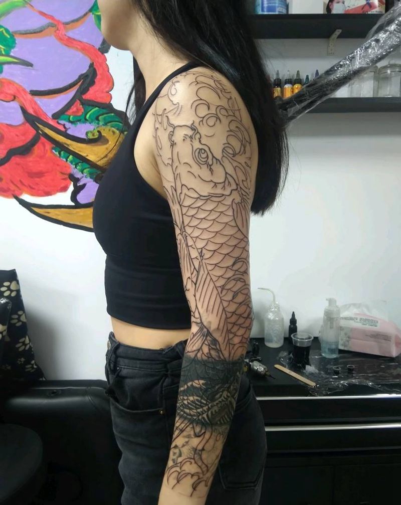 遮盖，未完成纹身图片_手臂老传统纹身图案