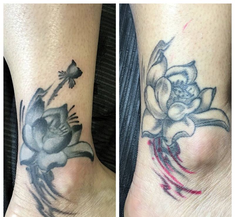 旧图翻新纹身图片_成品脚部国画纹身图案