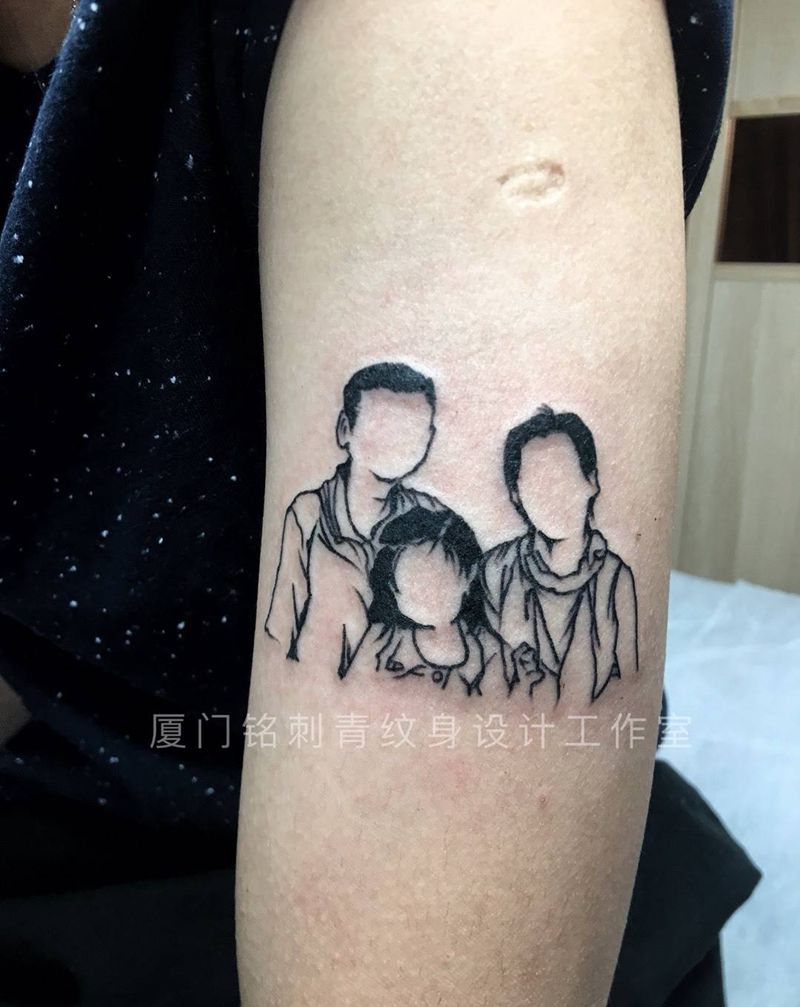 简笔画全家福纹身图片
