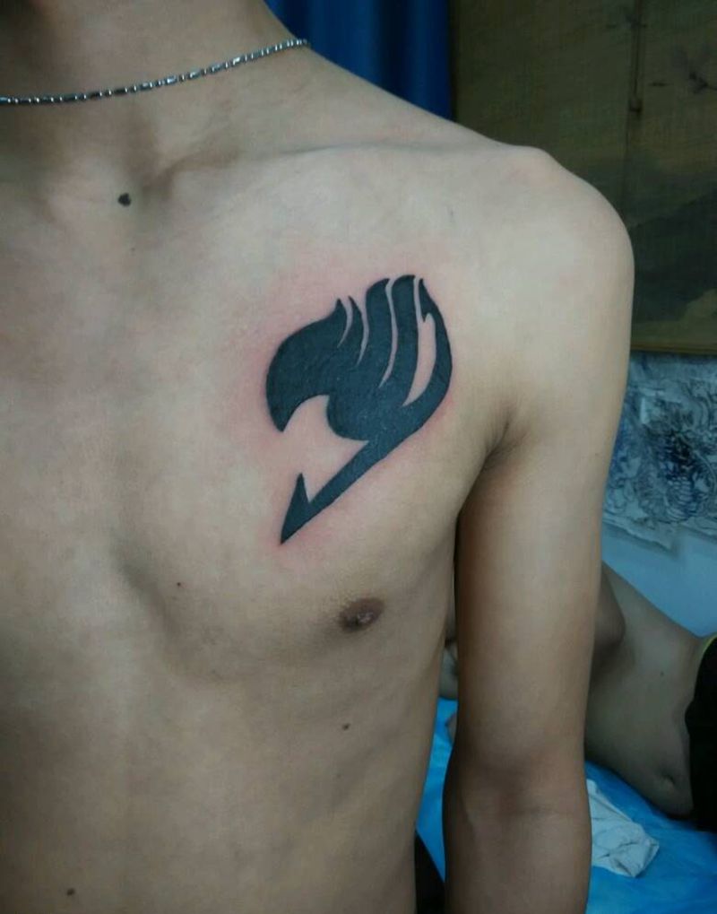 超大号-妖精的尾巴纹身图片_胸部欧美清新几何鬼神图腾原创成品纹身图案