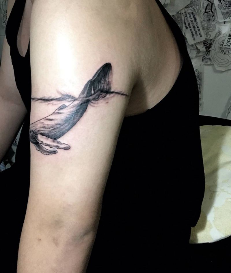 素描鲸鱼纹身图片