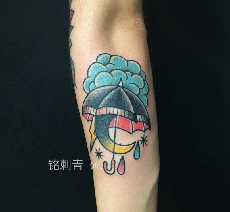 Oldschool 小雨伞纹身图片