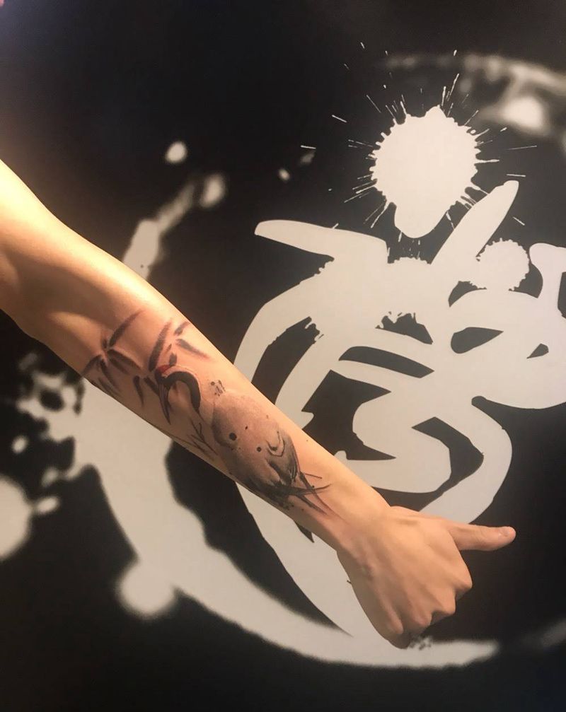丹顶鹤小臂纹身图片