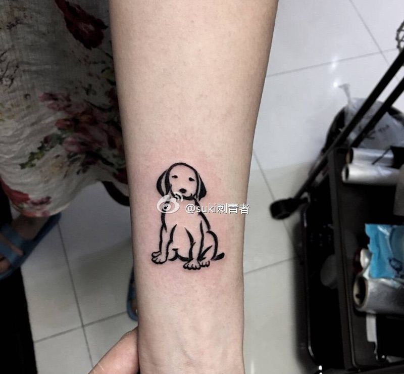 原创简笔画狗狗纹身图片