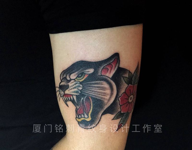 oldschool 黑豹纹身图片