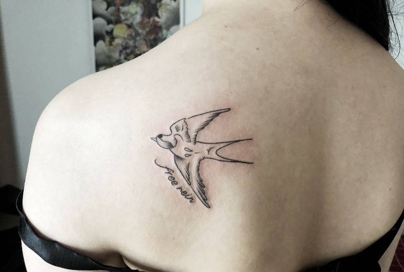 燕子小清新纹身图片