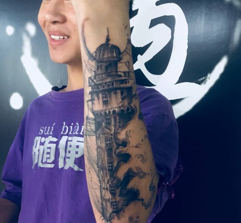 灯塔纹身图片