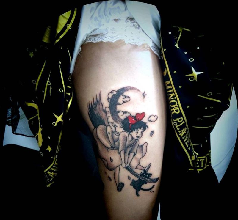 龙岩来的小美女的小魔女，感谢纹身图片_腿部点刺纹身图案