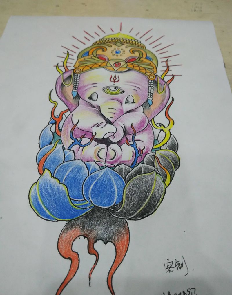 客人订制，遮盖用图纹身图片_腿部欧美肖像清新写实动物植物宗教原创手稿纹身图案