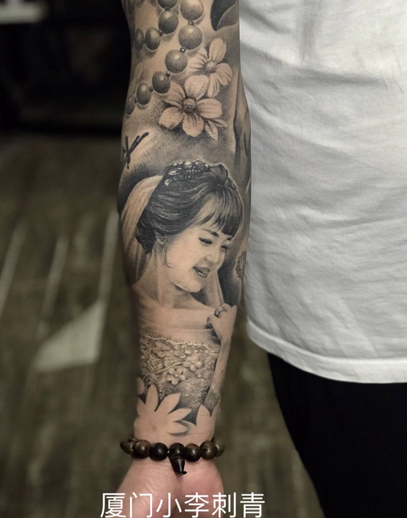肖像纹身图片_手臂手部欧美写实点刺厦门小李刺青肖像纹身图案