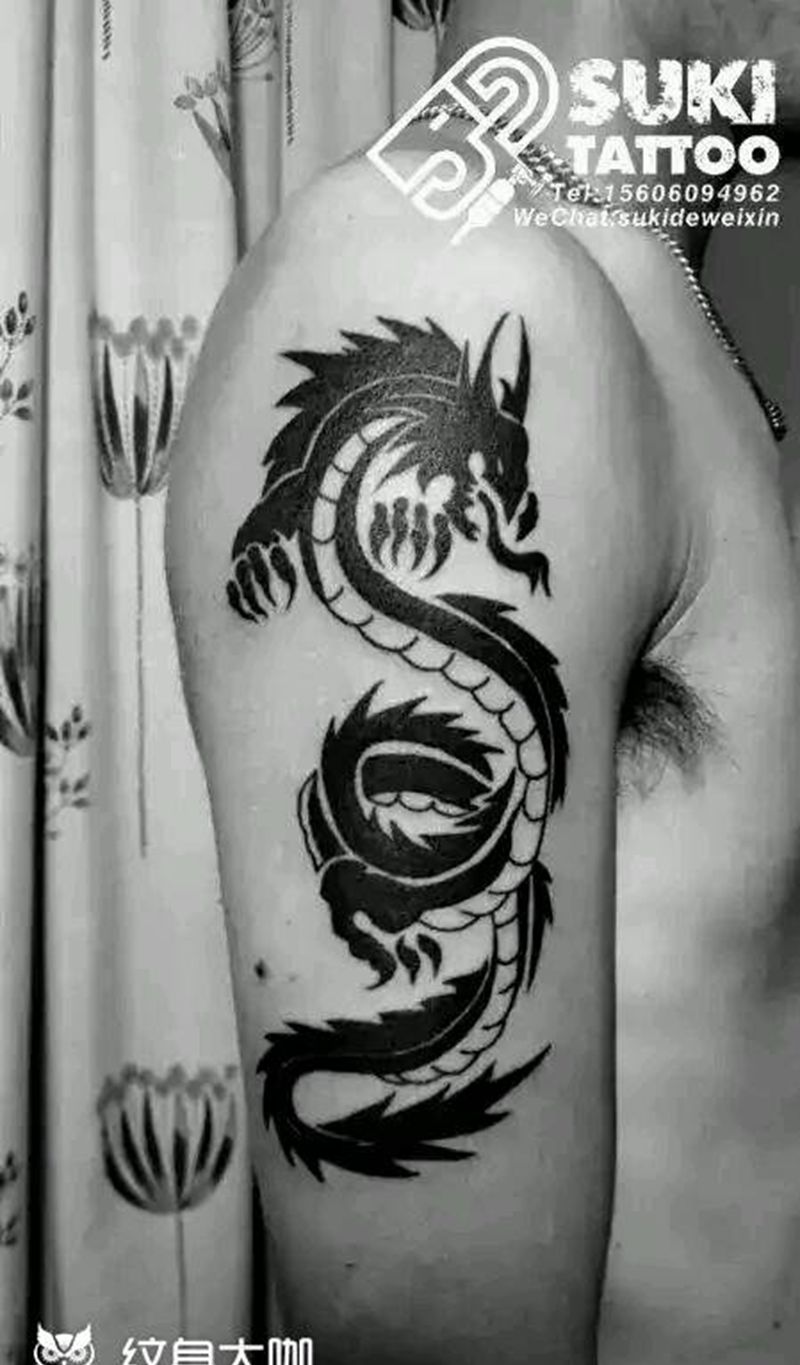 龙图腾纹身图片_手臂纹身图案