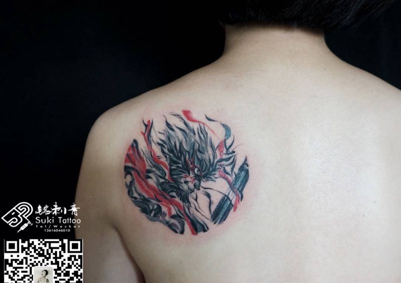 大圣归来 水墨画纹身图片