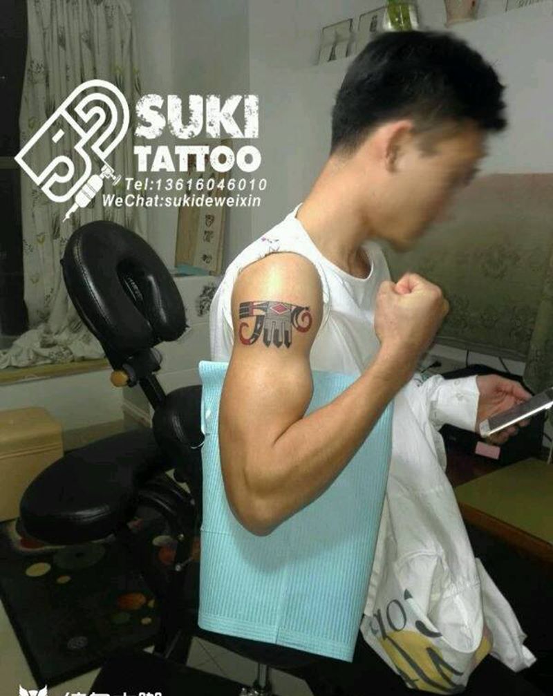 玛雅彩色图腾纹身图片_手臂欧美图腾纹身图案