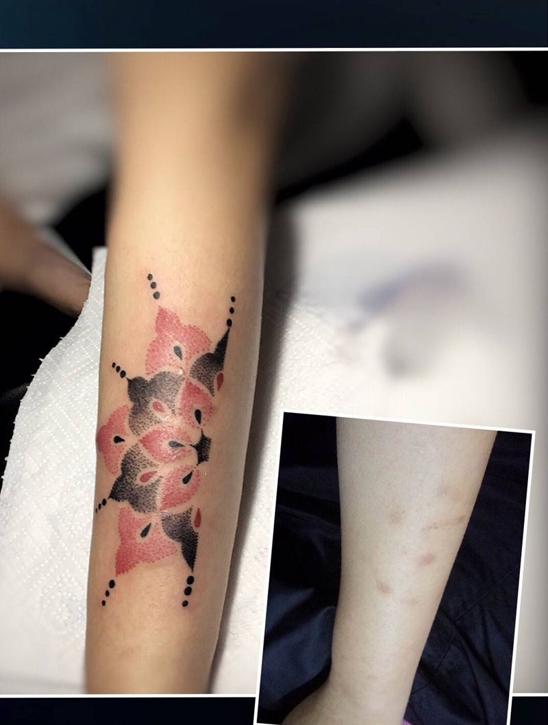 曼陀罗遮盖疤痕纹身图片_原创图腾欧美成品手臂纹身图案