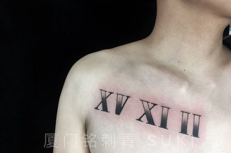 罗马数字结婚纪念日纹身图片