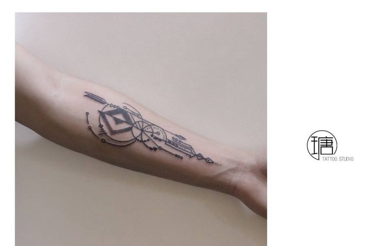 几何纹身图片_成品手臂清新几何纹身图案