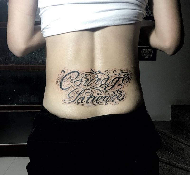 奇卡诺后腰纹身图片_原创成品欧美腰部字符纹身图案