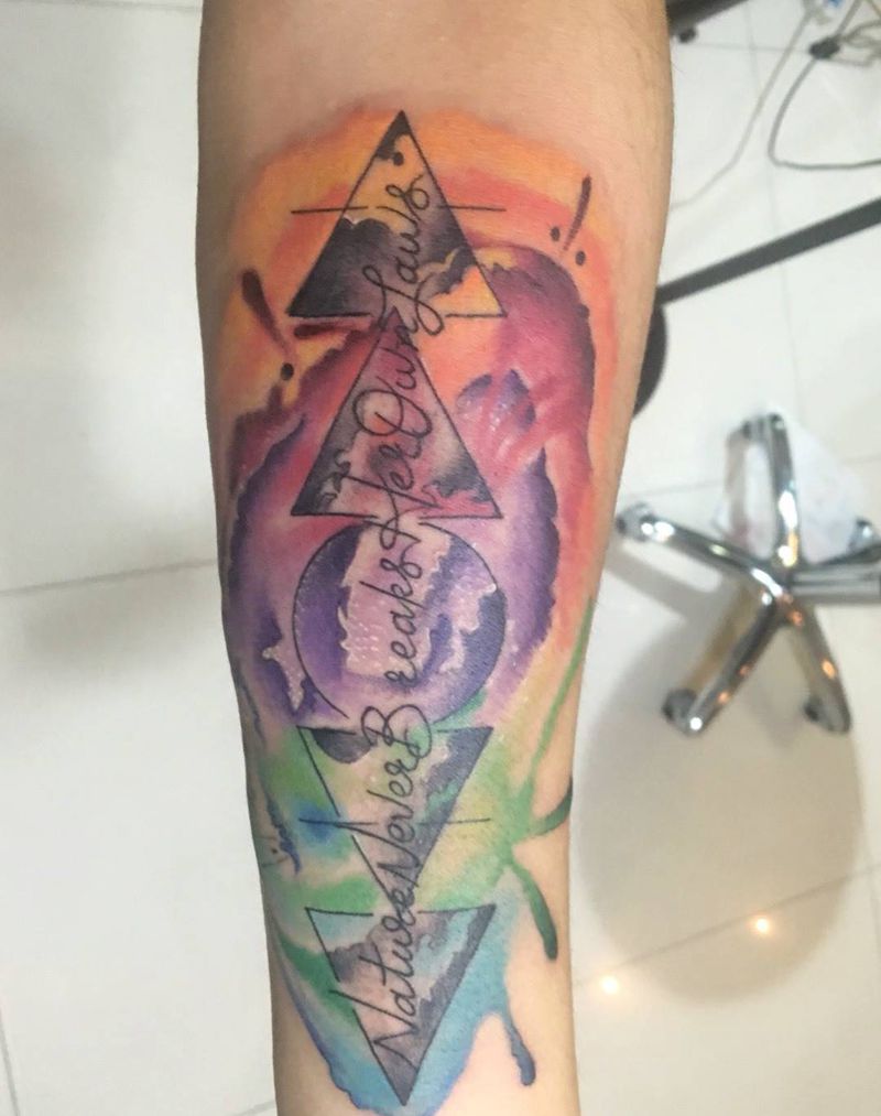 水彩纹身图片_成品手臂欧美纹身图案