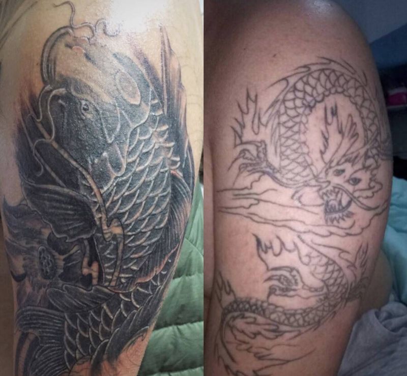 半甲的前胸已经恢复，遮盖部分还需要下一次再进行调整，也不是很黑嘛纹身图片